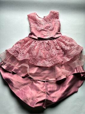 Girls Pink Floral Formal Dress